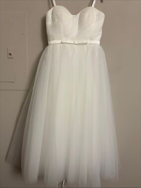 Tea-Length white party wedding dress